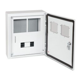 Корпус металлический ЩУРн-ПРО-1х2-МП/7-415х370х147-IP66-УХЛ1 (1фх2 счетчика на МП с окном учета, 7 модулей, ПРО)-КЭАЗ
