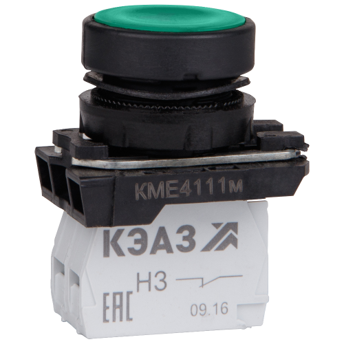 274299 КЭАЗ | Кнопка КМЕ4122м-зелёный-2но+2нз-цилиндр-IP40-КЭАЗ
