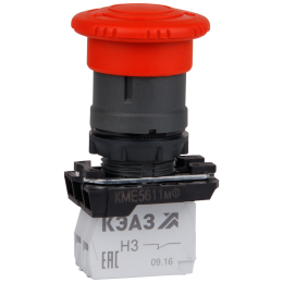 Кнопка КМЕ5122мФ-красный-2но+2нз-гриб-IP40-КЭАЗ
