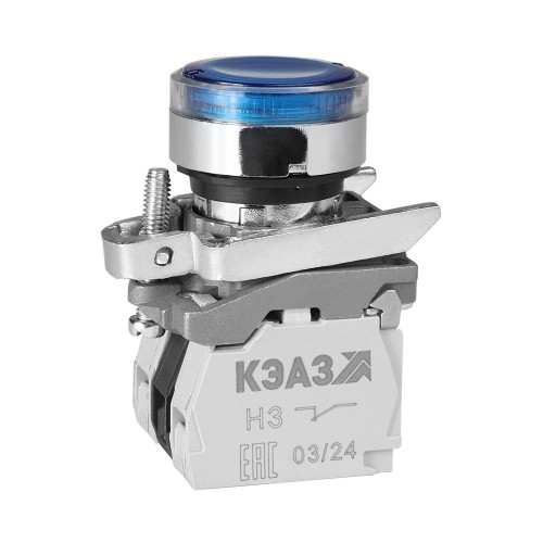 275983 КЭАЗ | Кнопка КМЕ4611мЛС-24В-синий-1но+1нз-цилиндр-индикатор-IP65-КЭАЗ
