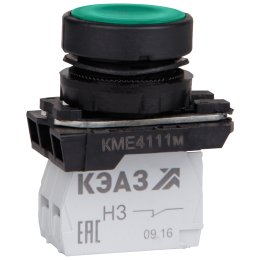 Кнопка КМЕ4111м-зелёный-1но+1нз-цилиндр-IP40-КЭАЗ
