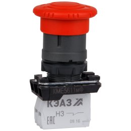 Кнопка КМЕ5122мФ-красный-2но+2нз-гриб-IP40-КЭАЗ
