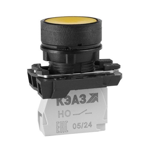 354351 КЭАЗ | Кнопка КМЕ4102м-желтый-0но+2нз-цилиндр-IP40-КЭАЗ
