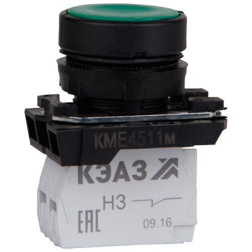 354346 КЭАЗ | Кнопка КМЕ4102м-зеленый-0но+2нз-цилиндр-IP40-КЭАЗ
