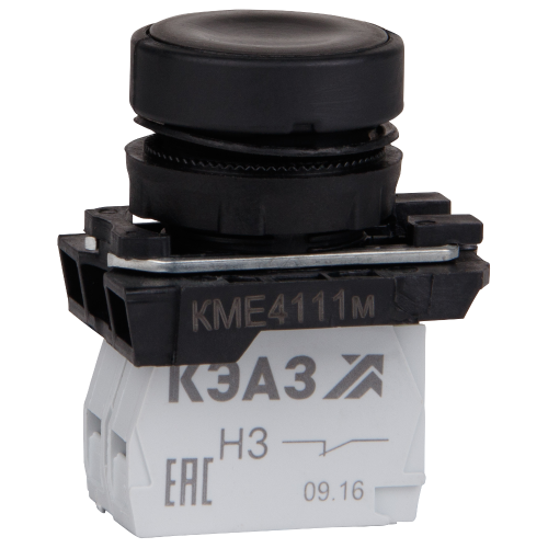 354335 КЭАЗ | Кнопка КМЕ4101м-черный-0но+1нз-цилиндр-IP40-КЭАЗ
