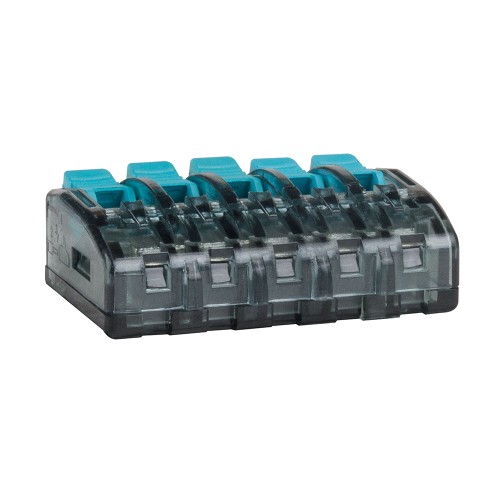 351069 КЭАЗ | Клемма строительно-монтажная OptiKit СМК 221-415 с рычагом 5 отверстий 0,2-2,5(4,0)мм2
