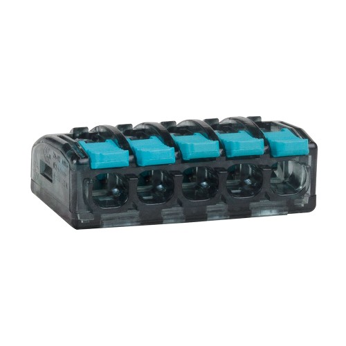 351069 КЭАЗ | Клемма строительно-монтажная OptiKit СМК 221-415 с рычагом 5 отверстий 0,2-2,5(4,0)мм2
