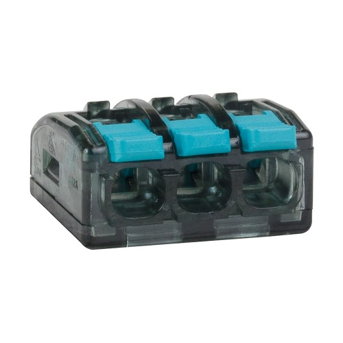 351067 КЭАЗ | Клемма строительно-монтажная OptiKit СМК 221-413 с рычагом 3 отверстия 0,2-2,5(4,0)мм2
