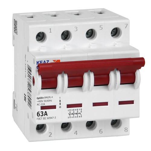 328176 КЭАЗ | Выключатель нагрузки модульный OptiDin BM63PL-463-УХЛ3 (ВМ63PL)
