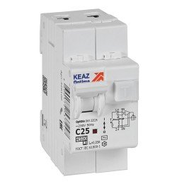 АВДТ с защитой от сверхтоков OptiDin D63-22C25-AC-У3 (2P, C25, 30mA, 4,5кА)
