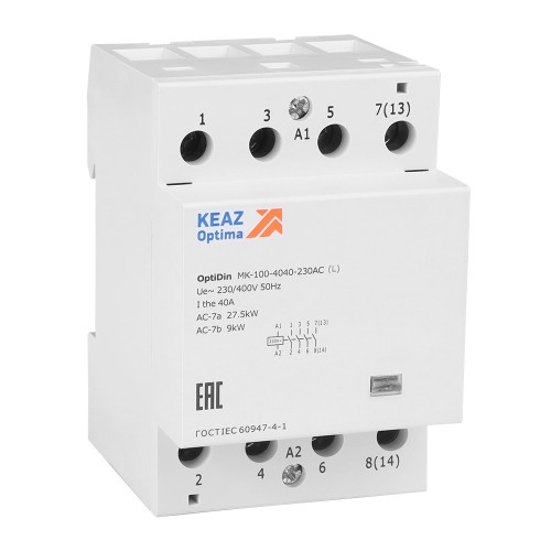343733 КЭАЗ | Контактор модульный OptiDin MK-100-4040-230AC (L)
